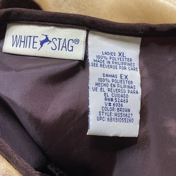 Vintage White Stag Brown Tan Cow Print Zip Vest Size XL - Picture 3 of 5